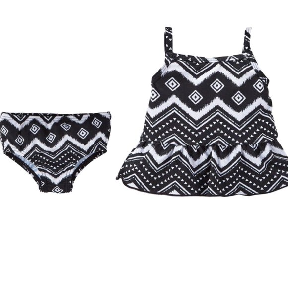 Carter's Baby Girls 3-PC Bikini Top Cover Swim Set Chevron UPF 50+ Lined… - Picture 2 of 6